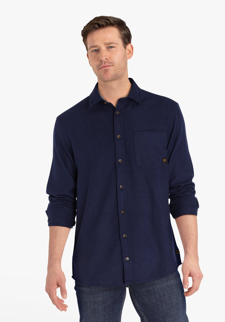 Blauw flanellen hemd - regular fit