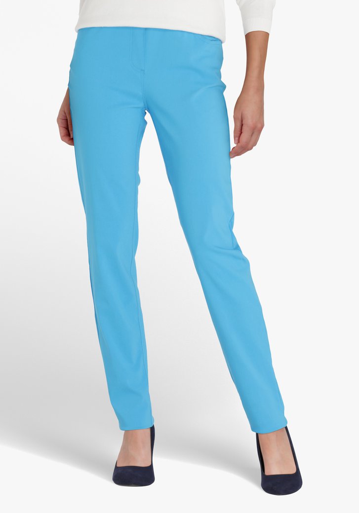 Blauwe broek met elastische taille - straight fit