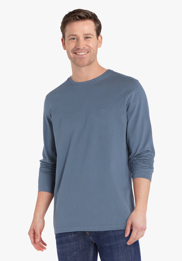 Blauwgrijs T-shirt met lange mouwen