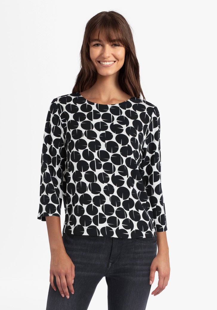 Blouse blanche avec motif noir (9359082) | e5 mode