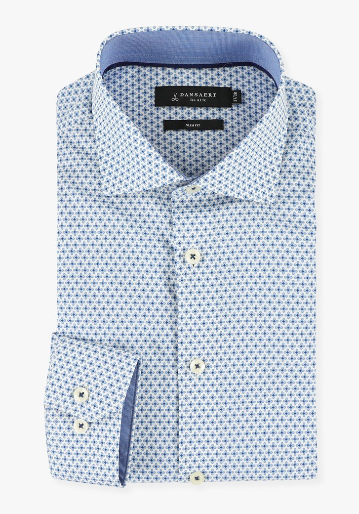 Chemise blanche à fleurs bleu clair - slim fit