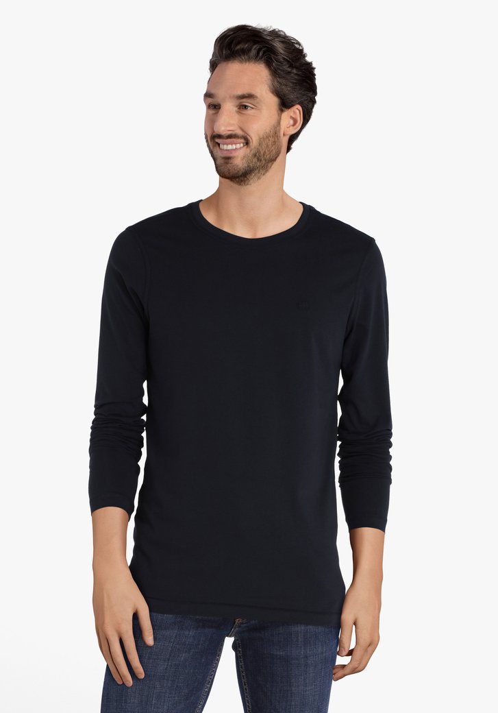 Donkerblauw T-shirt met lange mouwen van Ravøtt | 5581540 | e5 mode