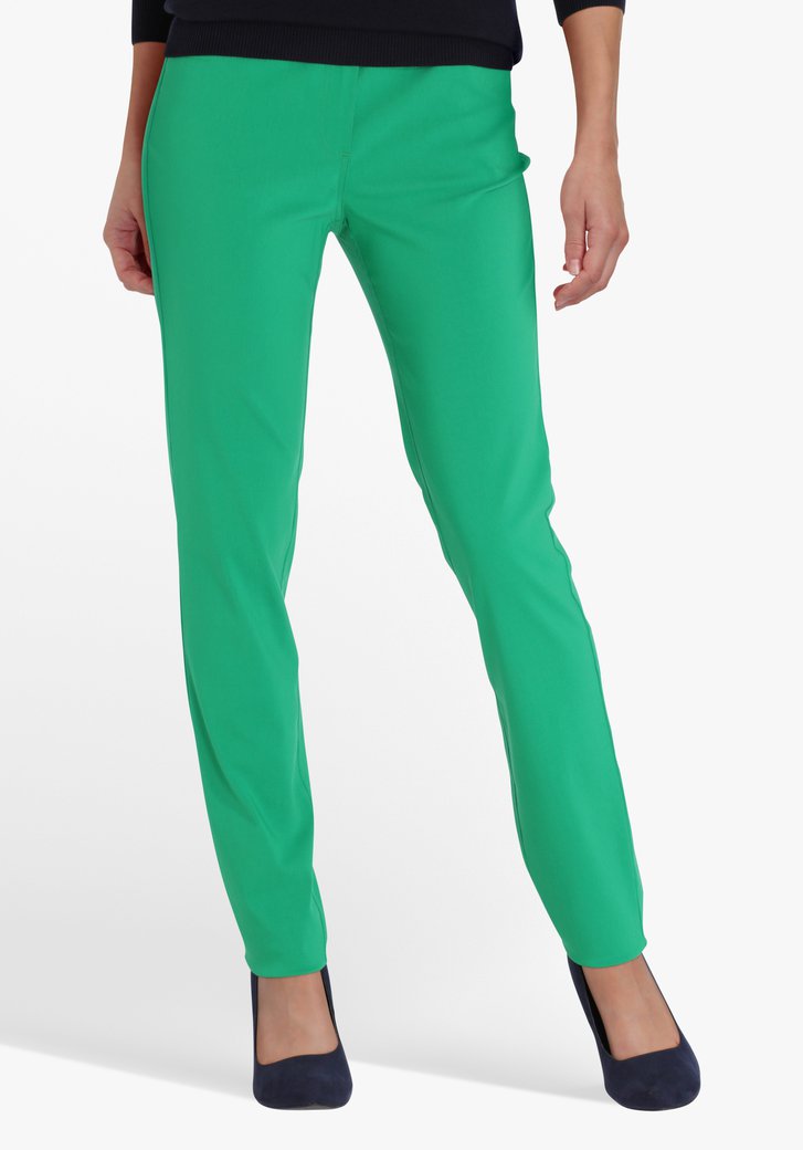 Groene broek met elastische taille - straight fit