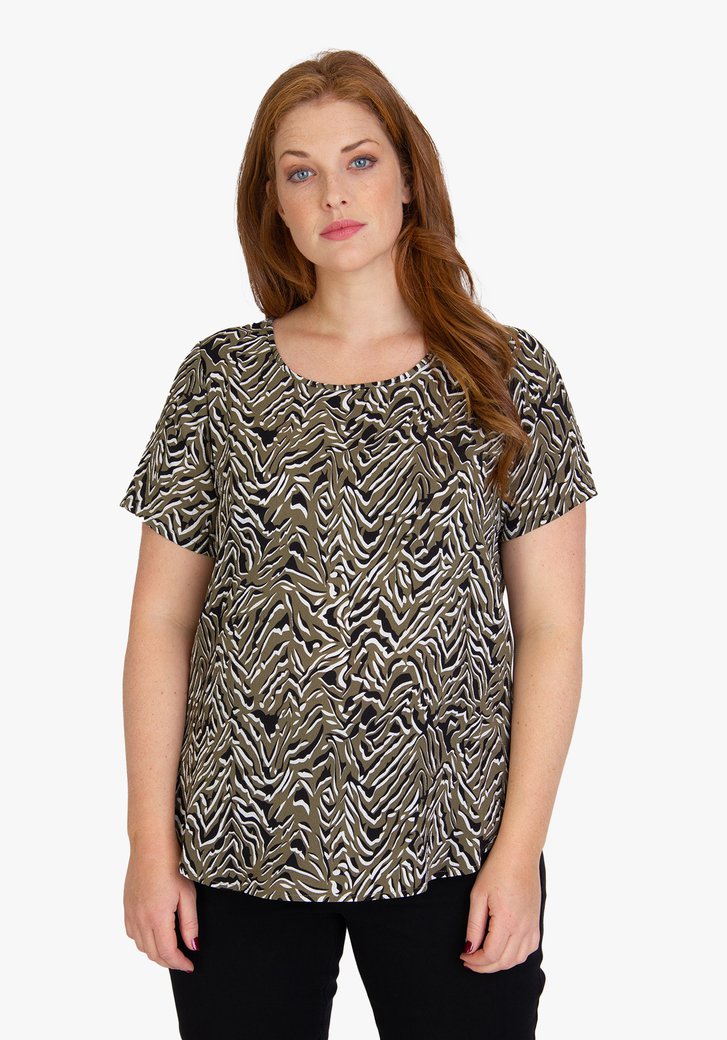 Kaki blouse met print