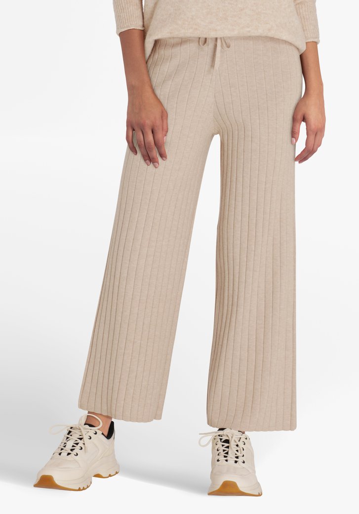 Pantalon en tricot beige - straight fit