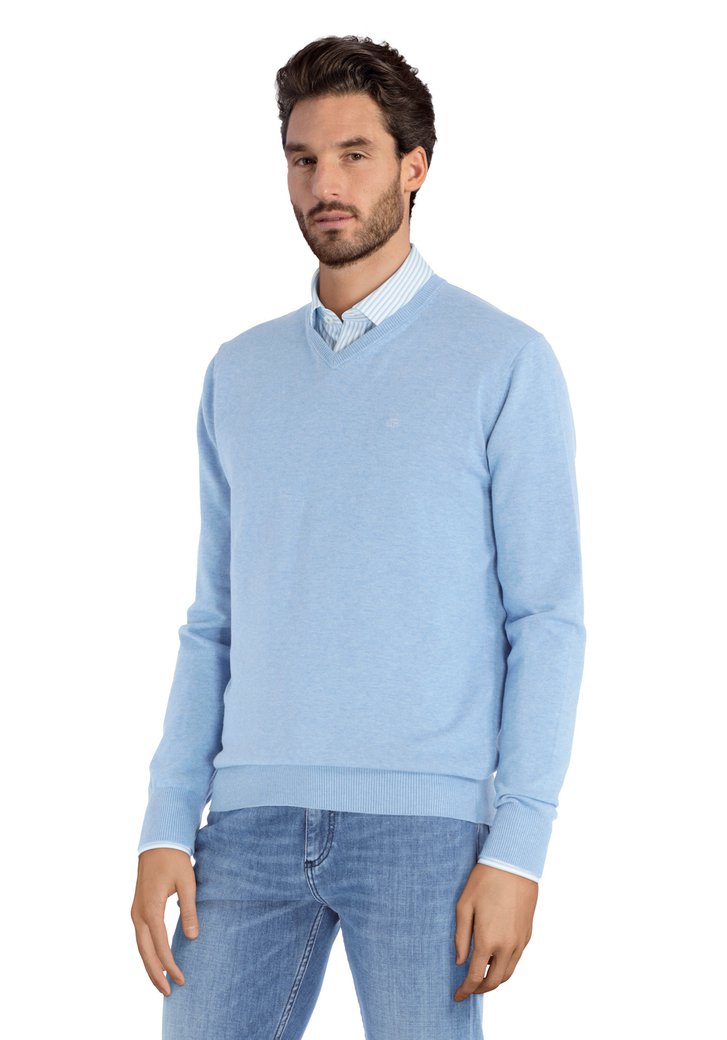 Pull bleu clair avec col en V (5087951) | e5 mode