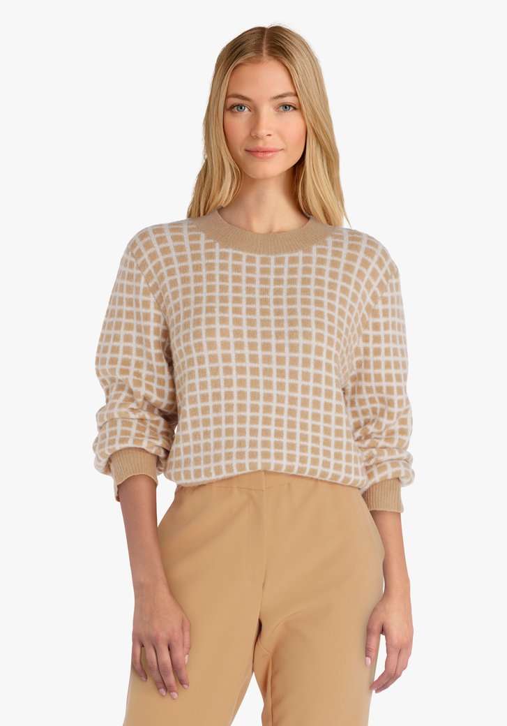 Pull col montant beige clair