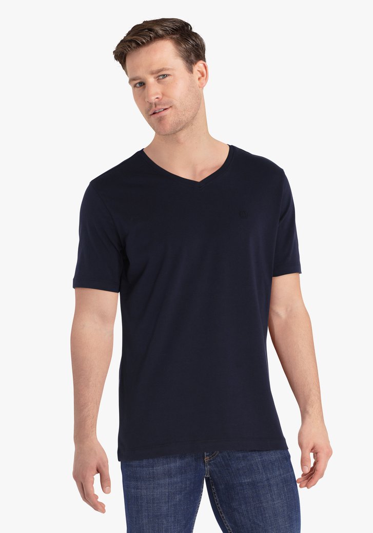 T-shirt bleu marine avec col en V
