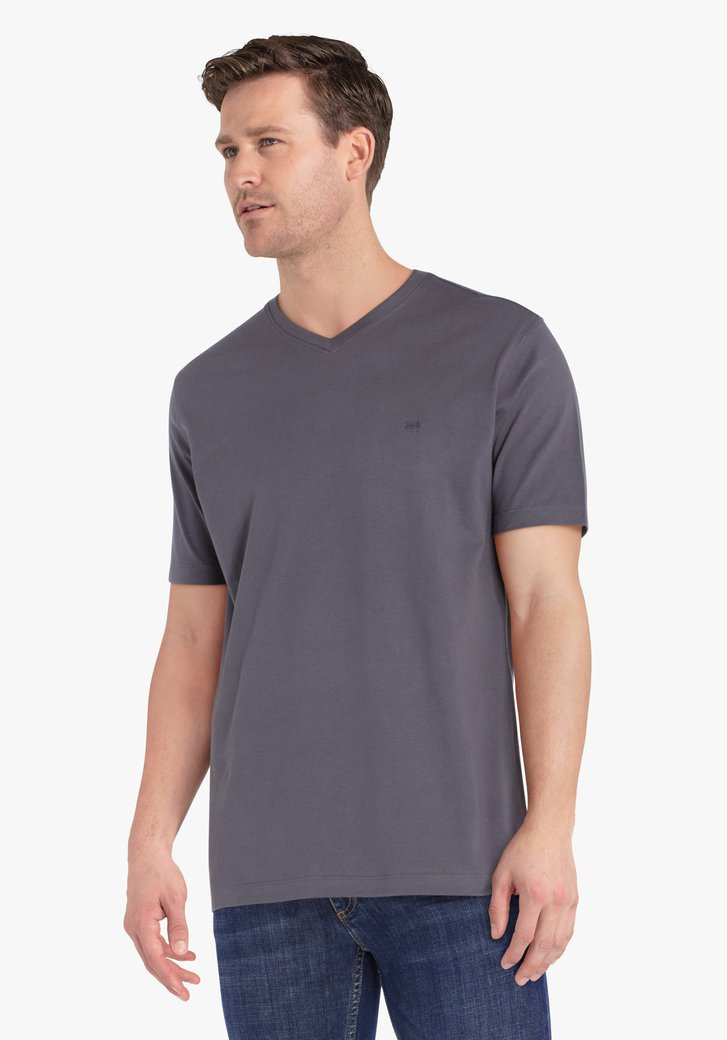 T-shirt gris avec encolure en V