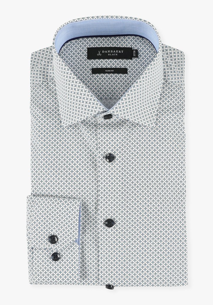 Wit hemd met geometrische print - slim fit