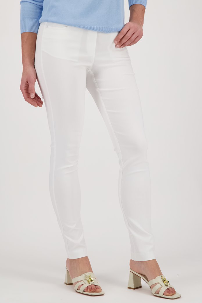 Witte broek met elastische taille - straight fit