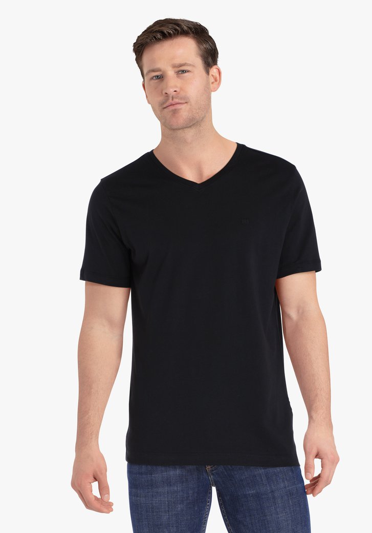 Zwarte T-shirt met V-hals